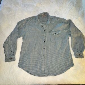 Guess Men's Green and White Checkered Shirt Size XL Vintage